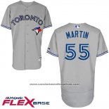 Camiseta Beisbol Hombre Toronto Blue Jays Russell Martin Autentico Collection Gris Flex Base