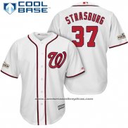 Camiseta Beisbol Hombre Washington Nationals 2017 Postemporada Stephen Strasburg Blanco Cool Base