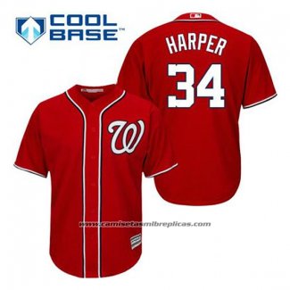 Camiseta Beisbol Hombre Washington Nationals Bryce Harper 34 Rojo Alterno Cool Base