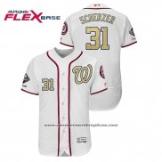 Camiseta Beisbol Hombre Washington Nationals Max Scherzer 2019 Gold Program Flex Base Blanco
