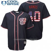 Camiseta Beisbol Hombre Washington Nationals Wilson Ramos Stars Stripes Cool Base Azul
