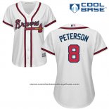 Camiseta Beisbol Mujer Atlanta Braves 8 Jace Peterson Blanco Autentico Collection Cool Base