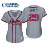 Camiseta Beisbol Mujer Atlanta Braves John Smoltz Cool Base Road 2019 Gris