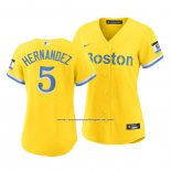 Camiseta Beisbol Mujer Boston Red Sox Enrique Hernandez 2021 City Connect Replica Oro