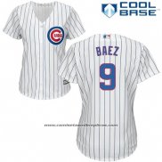 Camiseta Beisbol Mujer Chicago Cubs Blanco 9 Javier Baez Autentico Collection Cool Base
