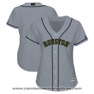 Camiseta Beisbol Mujer Houston Astros Personalizada 2018 Gris