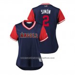 Camiseta Beisbol Mujer Los Angeles Angels Andrelton Simmons 2018 LLWS Players Weekend Simon Azul