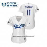 Camiseta Beisbol Mujer Los Angeles Dodgers A.j. Pollock 2019 Postemporada Cool Base Blanco