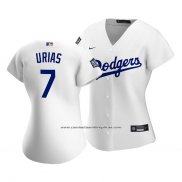 Camiseta Beisbol Mujer Los Angeles Dodgers Julio Urias 2020 Primera Replica Blanco