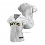Camiseta Beisbol Mujer Milwaukee Brewers Replica 2020 Alterno Blanco