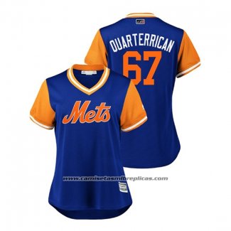 Camiseta Beisbol Mujer New York Mets Seth Lugo 2018 LLWS Players Weekend Quarterrican Azul