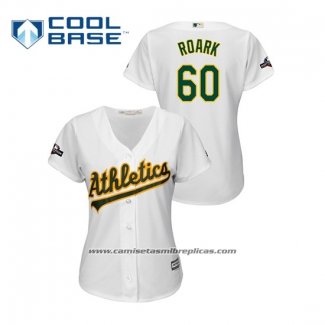 Camiseta Beisbol Mujer Oakland Athletics Tanner Roark 2019 Postemporada Cool Base Blanco
