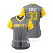 Camiseta Beisbol Mujer San Diego Padres Franchy Cordero 2018 LLWS Players Weekend Cordy Gris