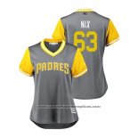 Camiseta Beisbol Mujer San Diego Padres Jacob Nix 2018 LLWS Players Weekend Nix Gris