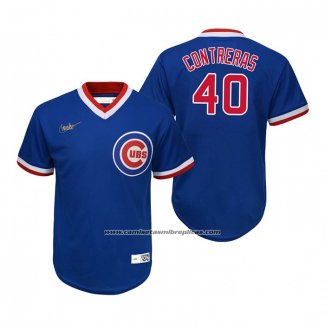 Camiseta Beisbol Nino Chicago Cubs Willson Contreras Cooperstown Collection Road Azul