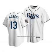 Camiseta Beisbol Nino Tampa Bay Rays Manuel Margot 2020 Primera Replica Blanco